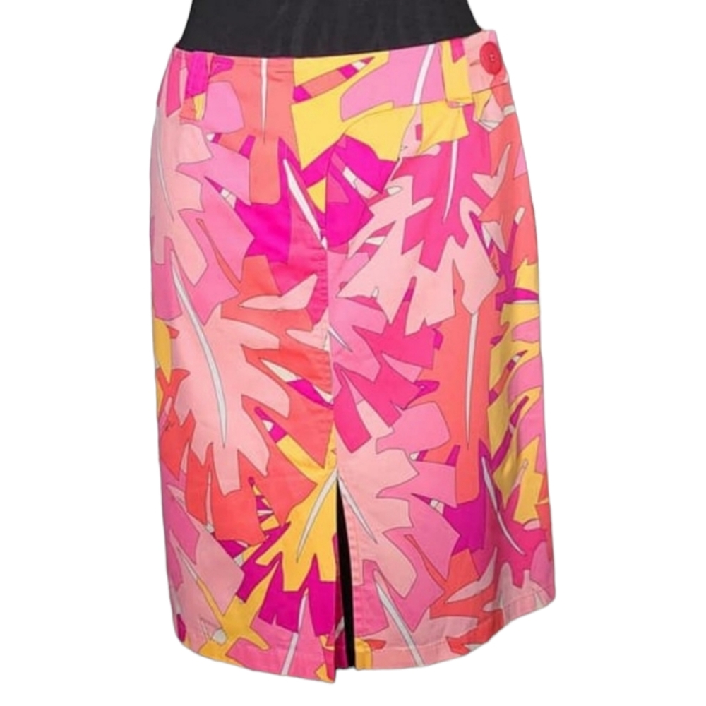 Emilio Pucci Pink Orange Foliage Skirt